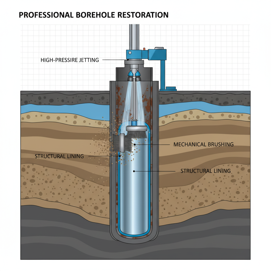 Bore hole restoration and cleaning service